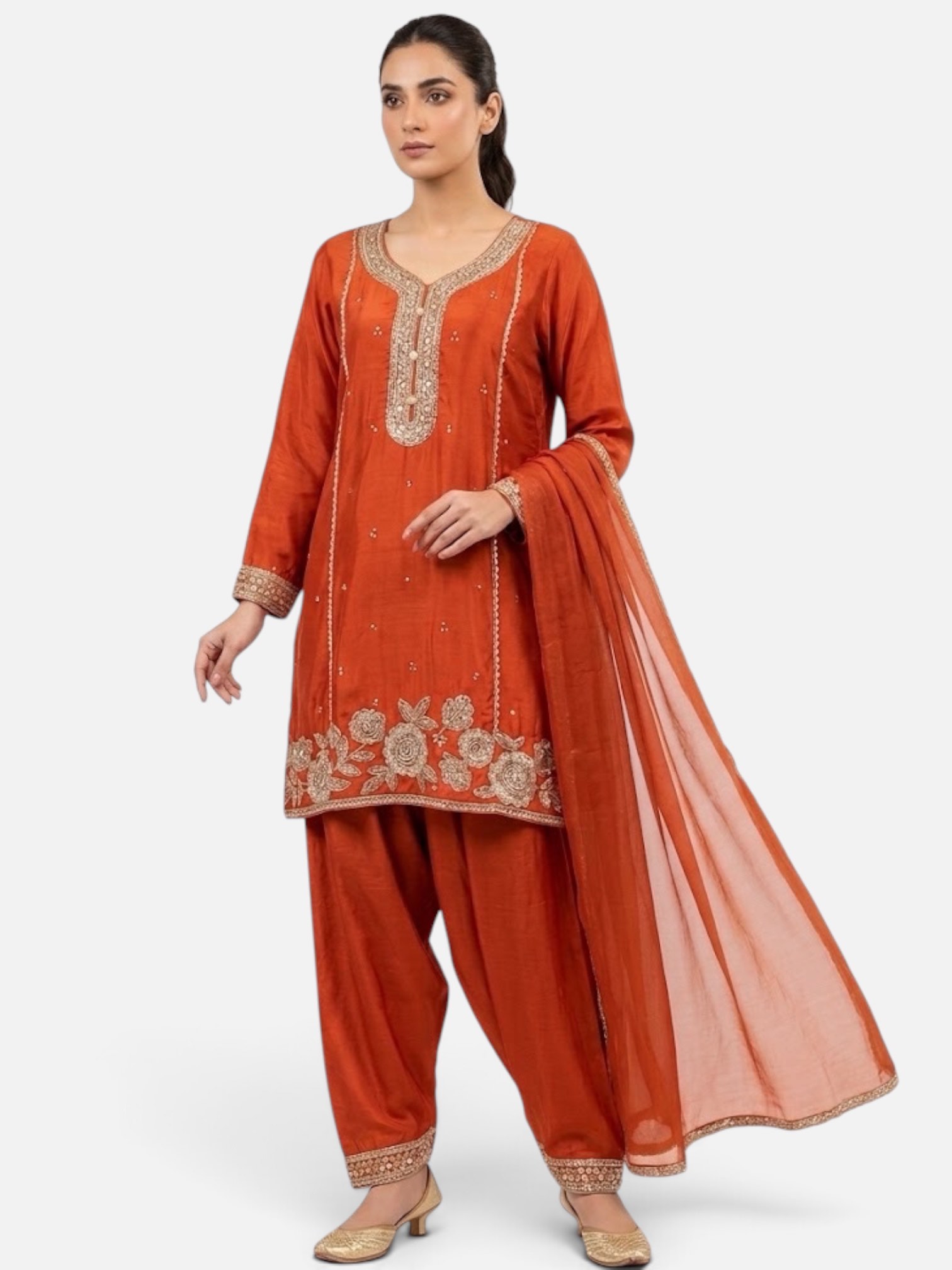 3-Piece Premium Chinon Farshi Suit